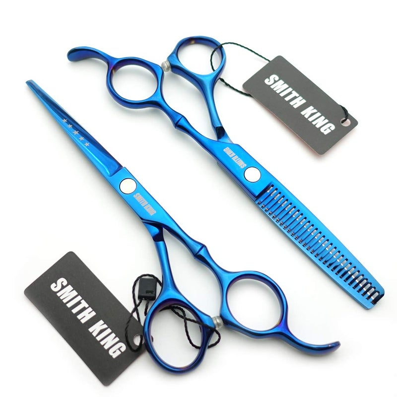 Smithking 6.0 Inches Hair Cutting Scissors Set with Combs Lether Scissors Case,Hair cutting shears Hair Thinning shears For Personal and Professional (Blue) - Image 4